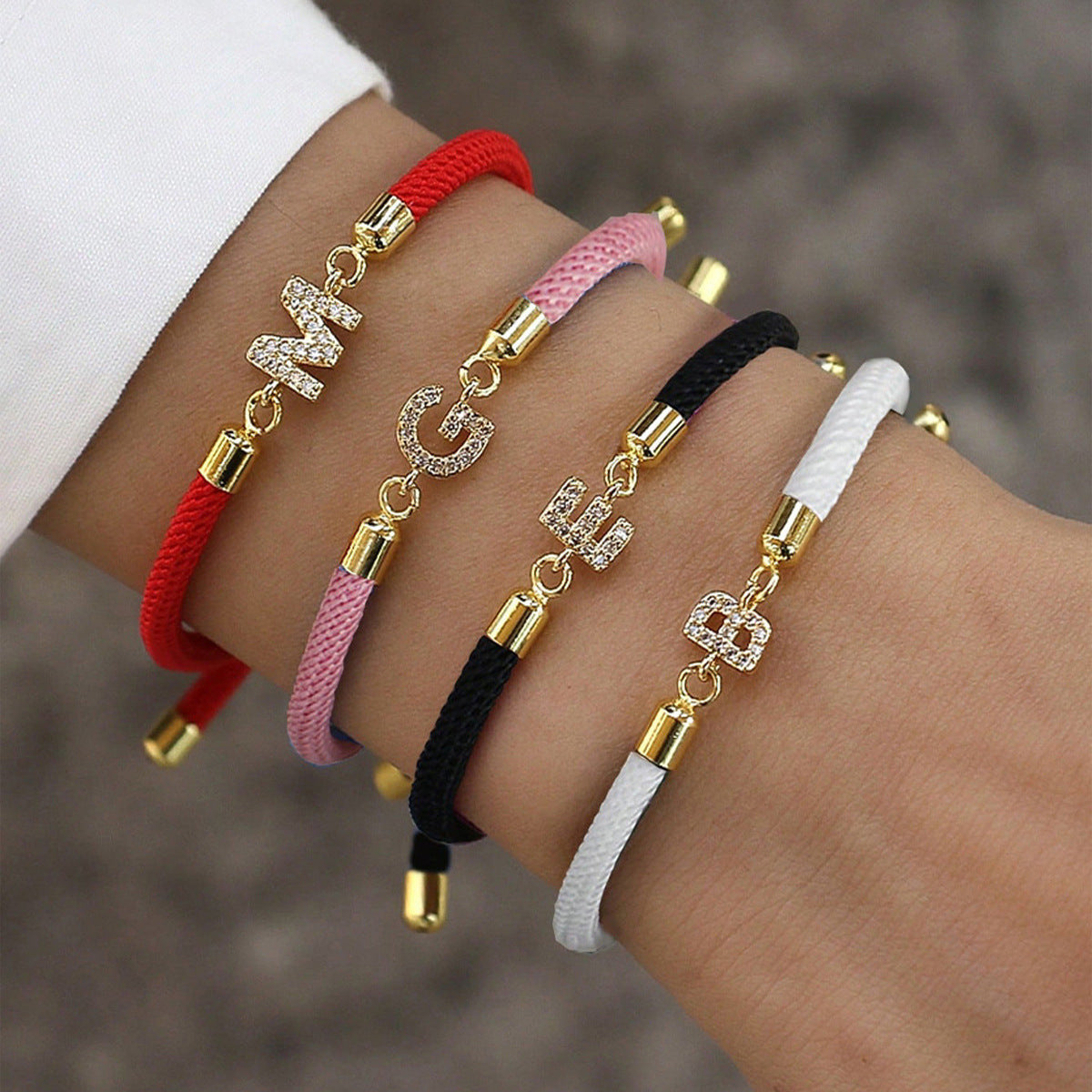 Adjustable Zircon Letter Bracelet