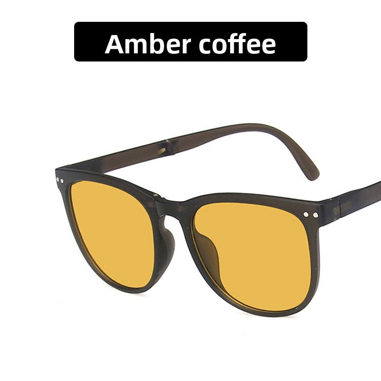 Folding air-cushion sunglasses for women, brown sunglasses