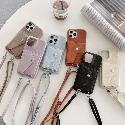 Litchi - grain Card - holder Phone Case