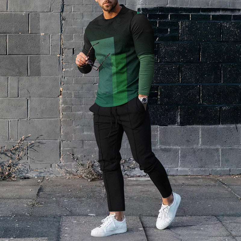Men's Casual 3D Printed Sweater and Sweatpants Set