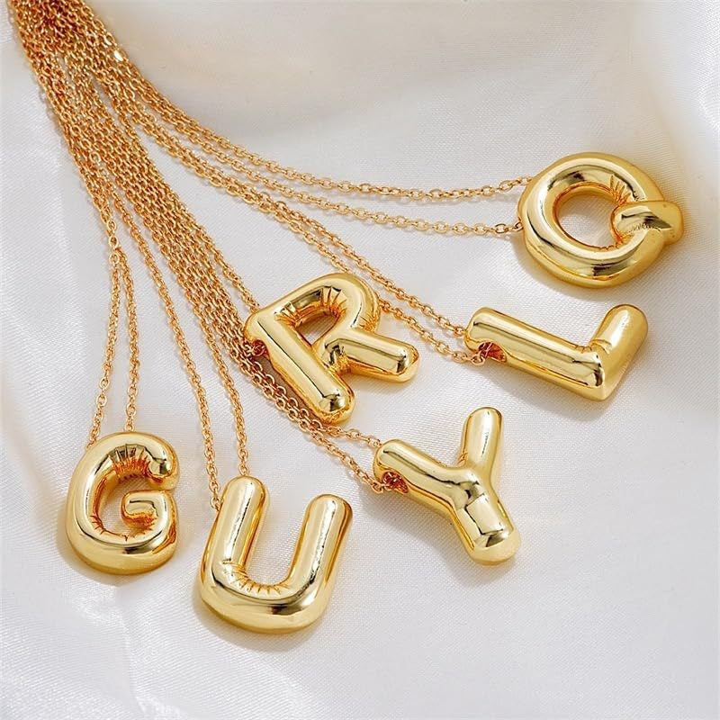 26 English Bubble Glossy Letter Necklace