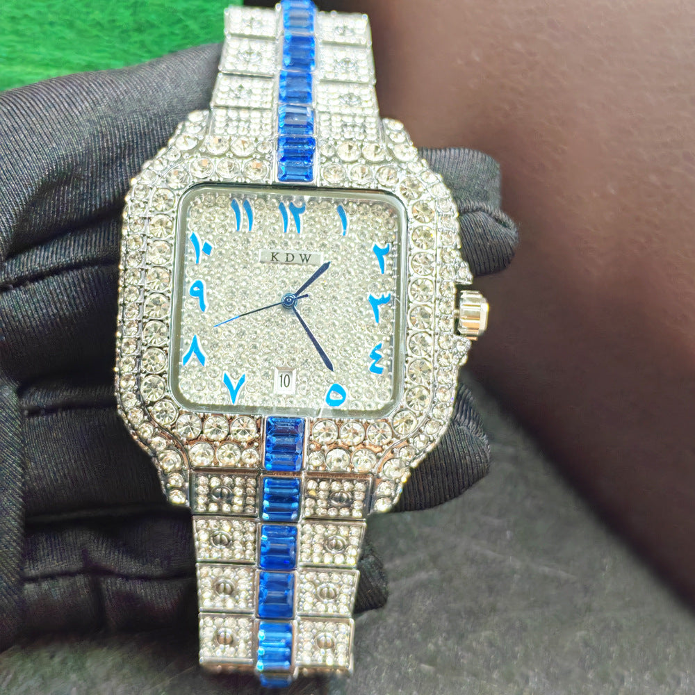 Fashion Square Diamond Quartz Watch for Men