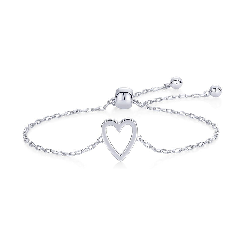 Adjustable Heart-shaped Hollow Stainless Steel Bracelet