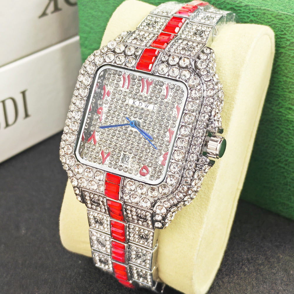 Fashion Square Diamond Quartz Watch for Men