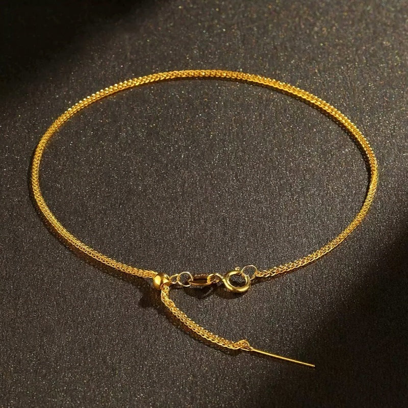 Adjustable 18K Gold Plain Chain Bracelet