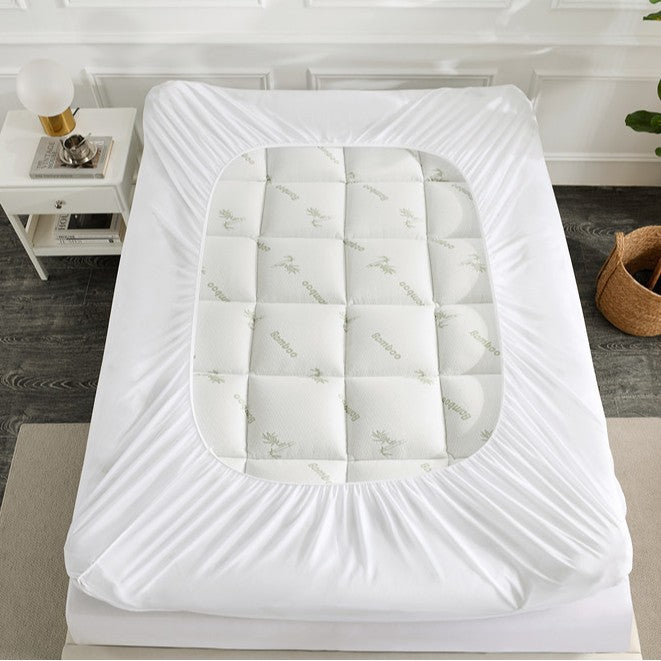 Quilted Bamboo Fiber Fitted Mattress Protector Sheet