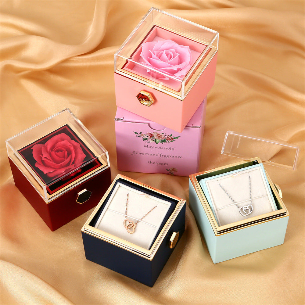 Rotating Rose Flower Jewelry Box