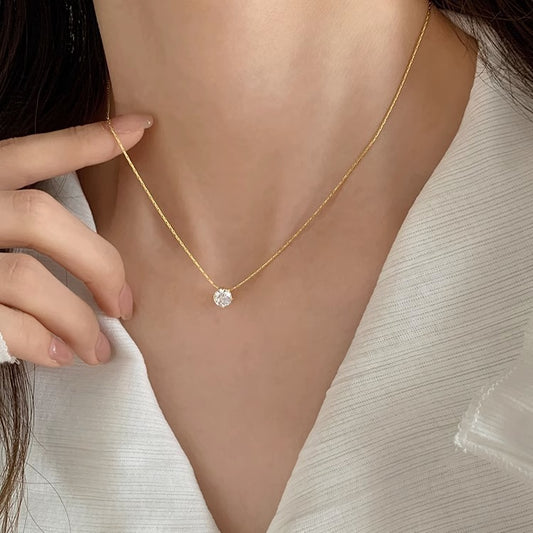 Mini Zircon Pendant Necklace Geometric Light Luxury Women