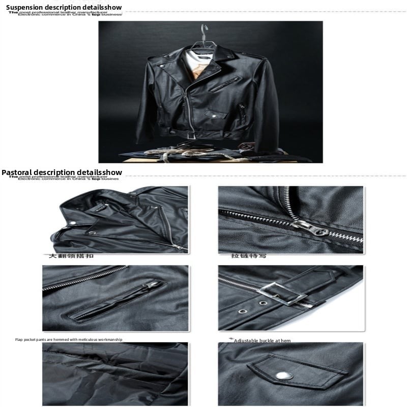 Spring and Autumn New Korean Style Motorcycle Slim Fit Leather Jacket Men's Leather Jacket British Fashion Men's Leather Jacket