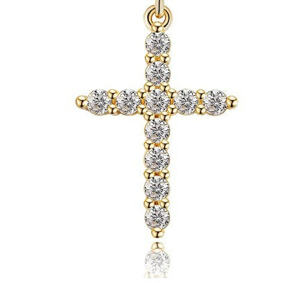 Sterling silver full diamond cross necklace