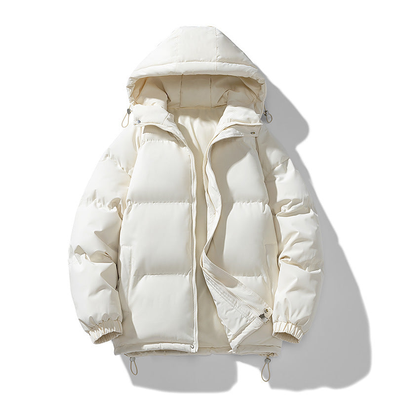 Winter men's hooded down jacket with down and cotton filling