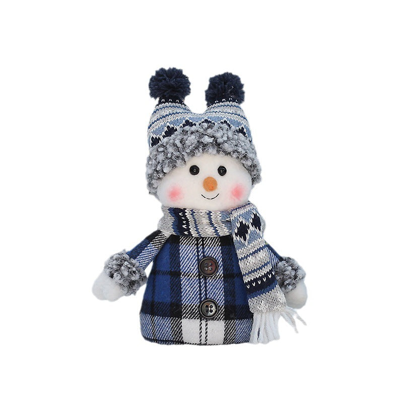 Blue Fabric Swing Snowman Doll Christmas Decoration