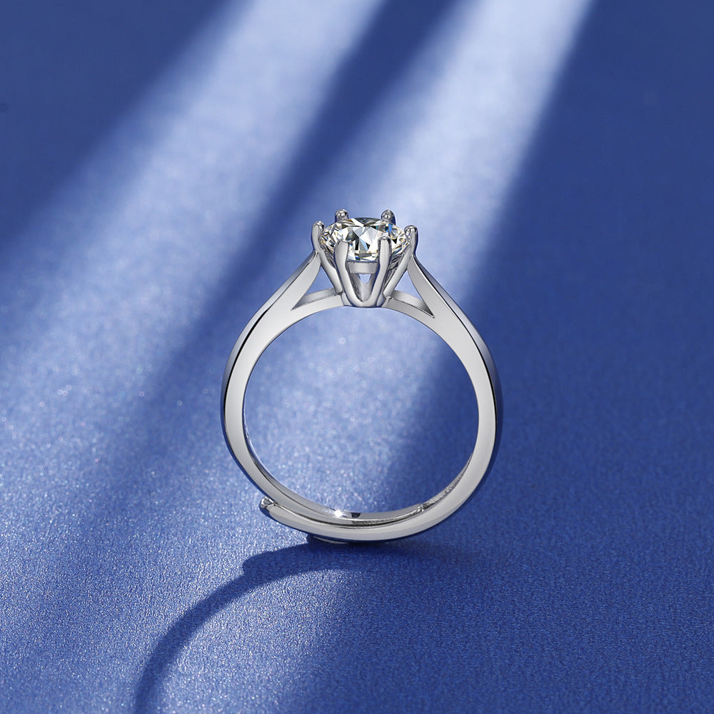 Morganite simple six-prong wedding ring