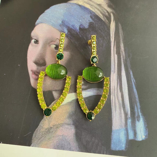 Green Textured Hollow-Out Stud Earrings
