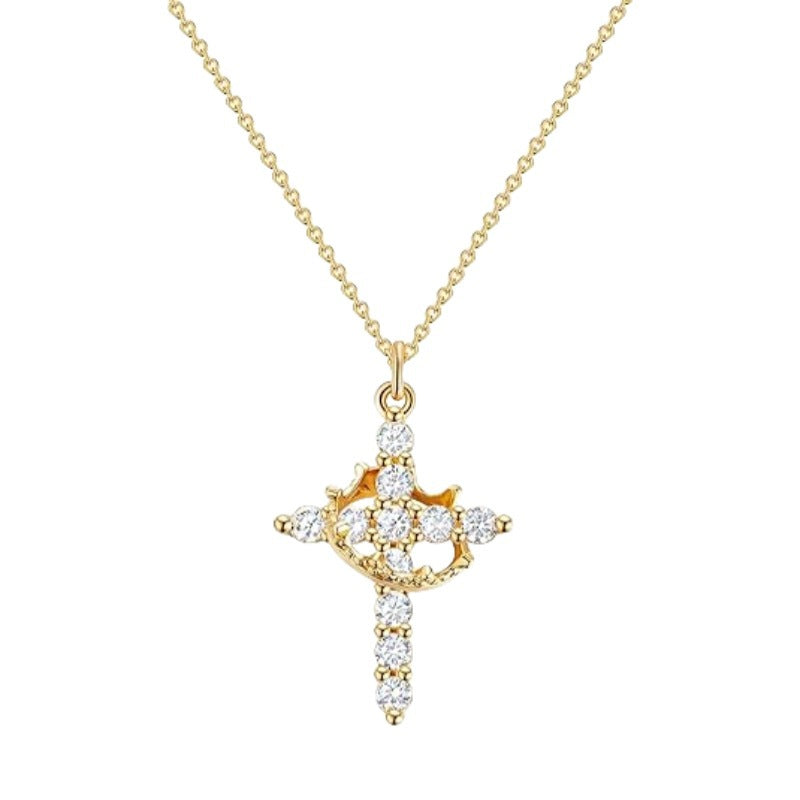 Crown Cross Pendant Necklace