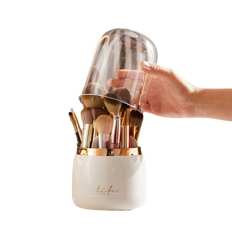 Rotating Makeup Brush Storage Bucket with Dust-Proof Design