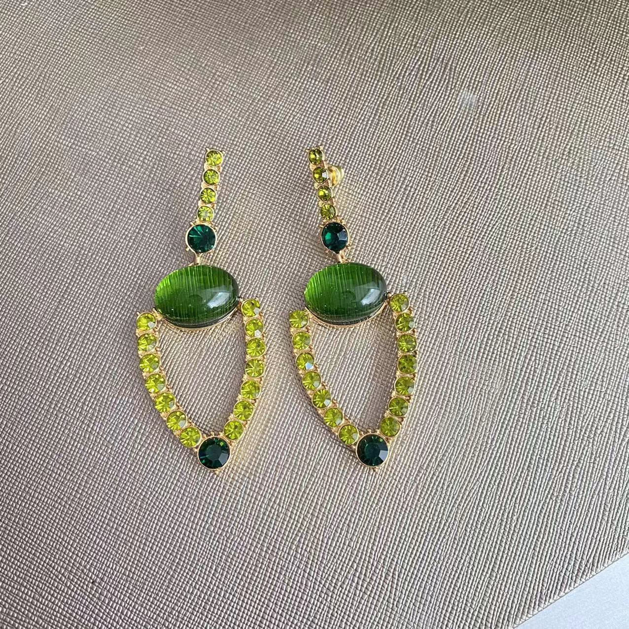 Green Textured Hollow-Out Stud Earrings