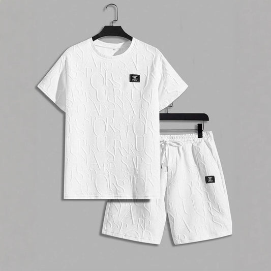 Jacquard Short-sleeved suit Knitted Men