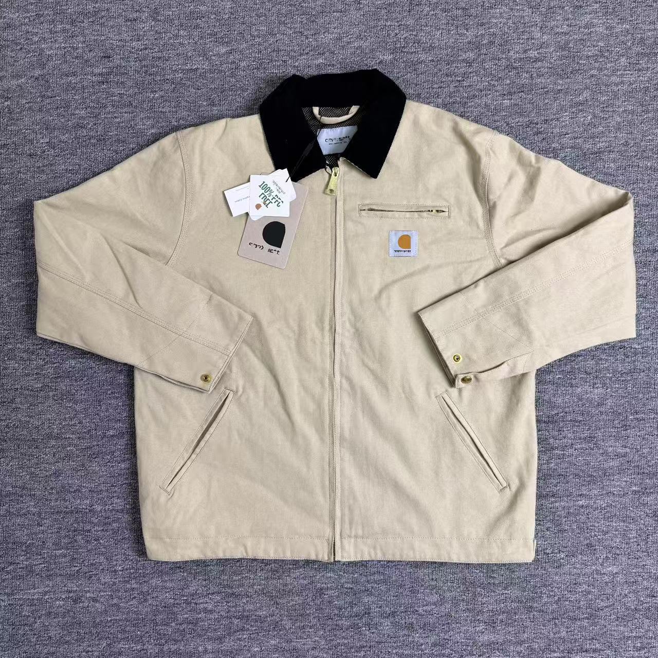 Thickened lapel canvas washed coat