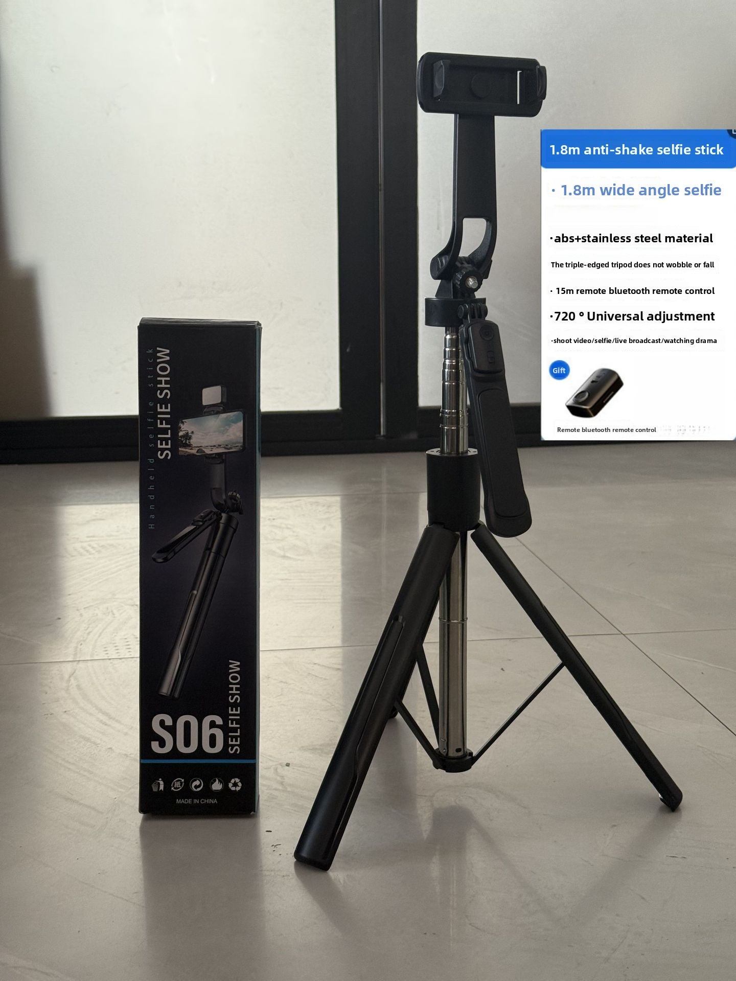 Bluetooth retractable tripod