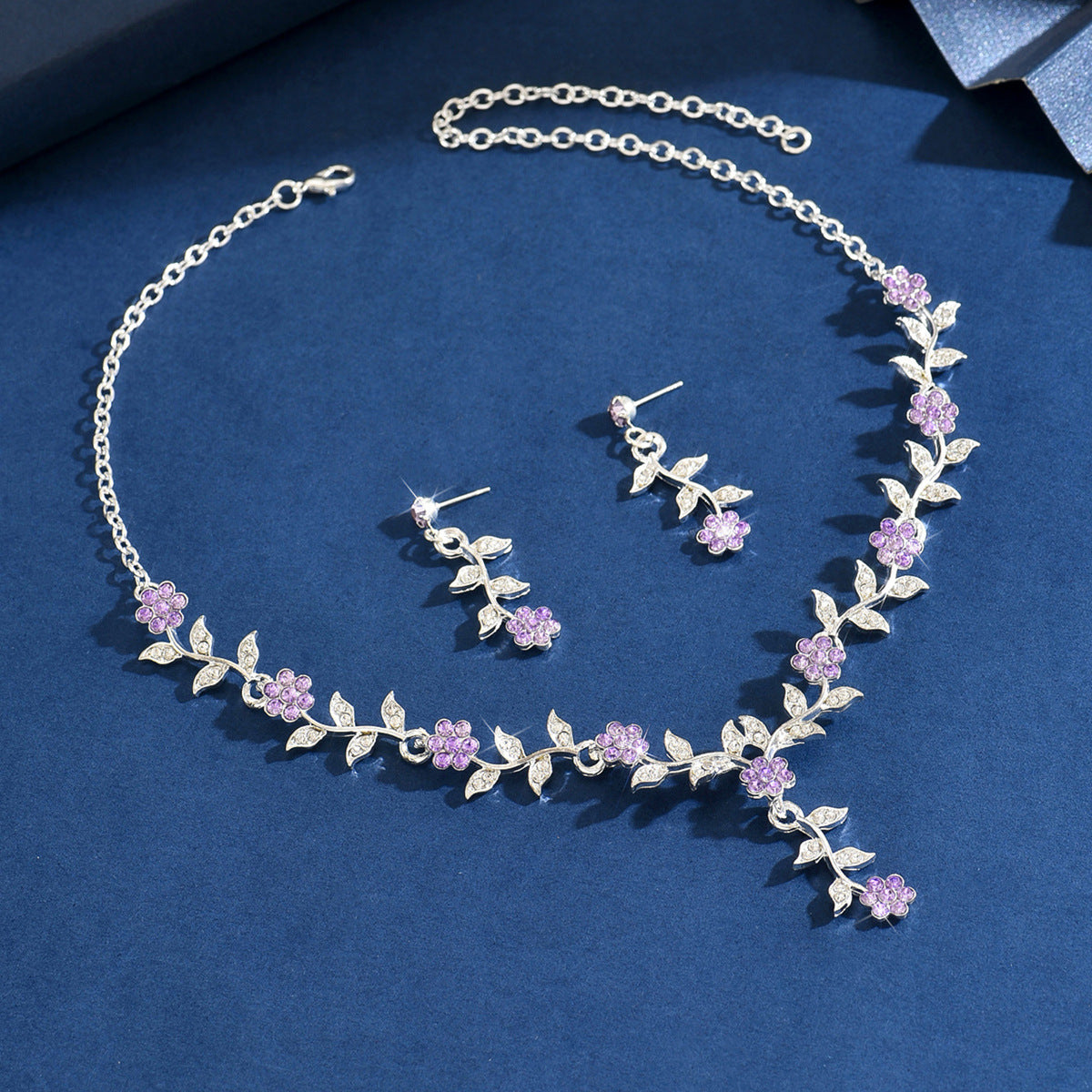 Alloy Rhinestone Wedding Necklace Earrings