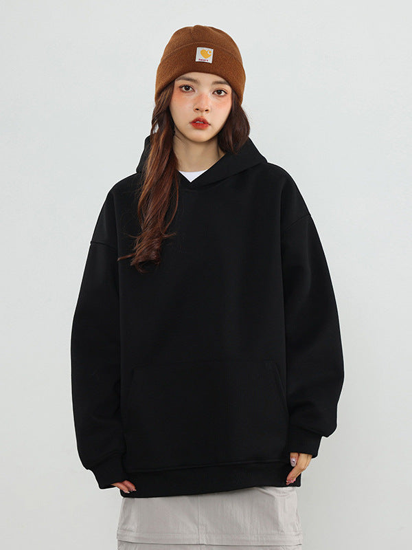 Solid-color hooded sweatshirt
