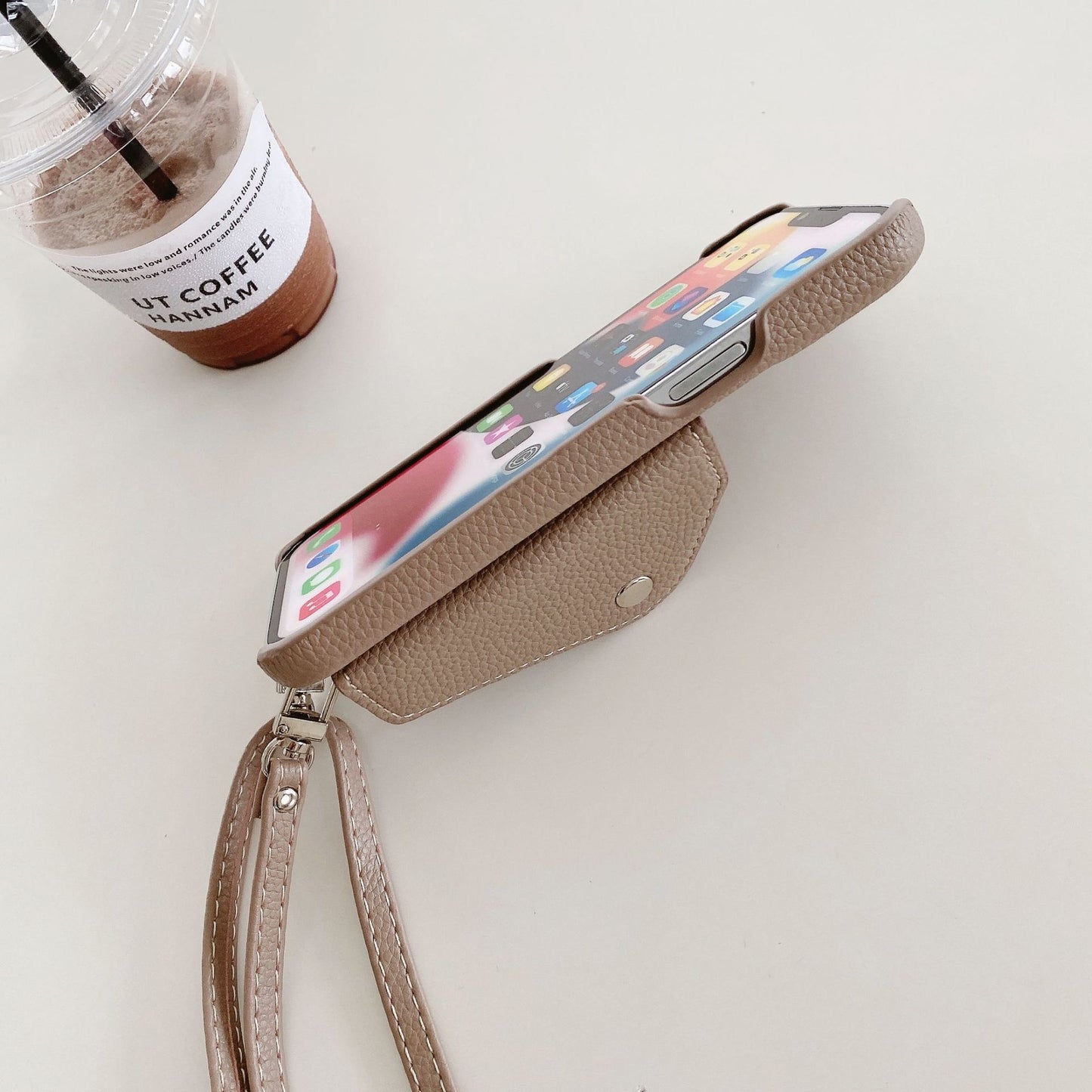 Litchi - grain Card - holder Phone Case