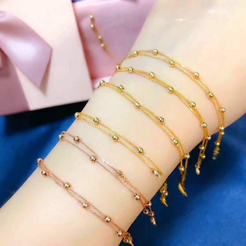 Adjustable 18K Gold Bead Bracelet