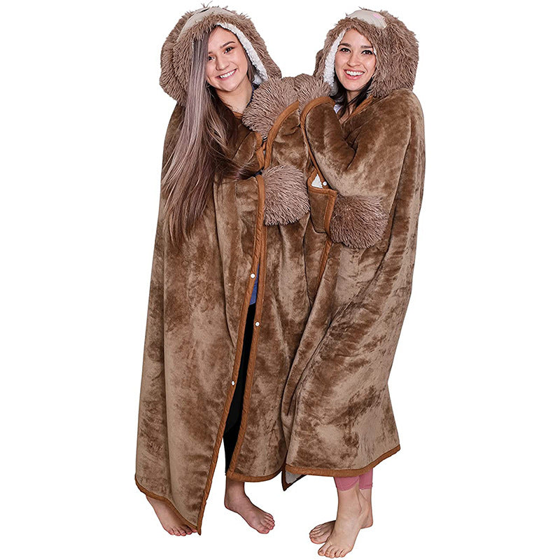 Sloth Hooded Blanket Shirt Soft Wearable Home Blanket
