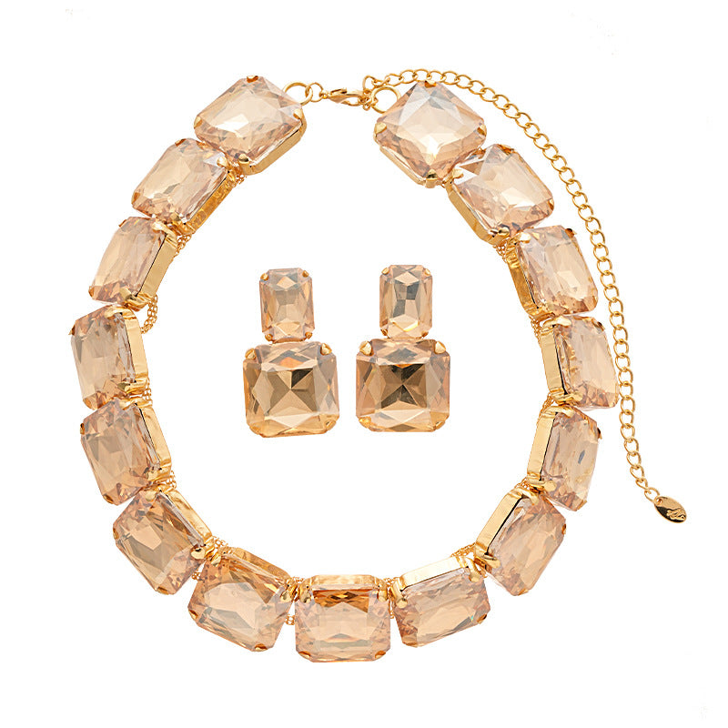 Diamond-studded earrings and necklace