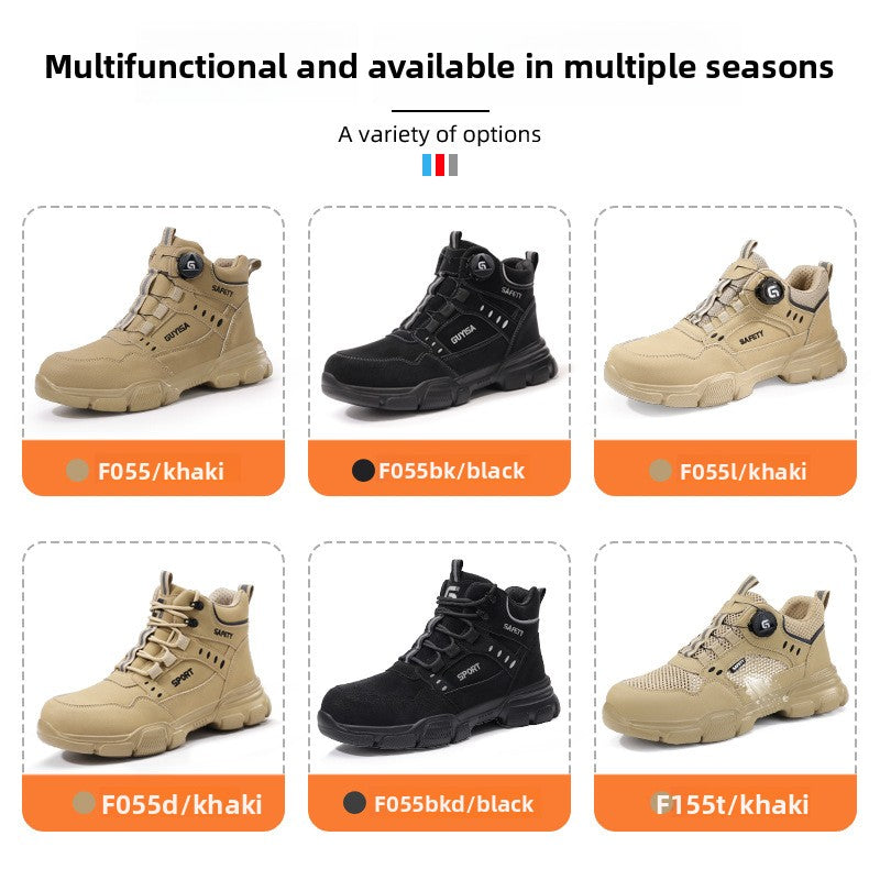 Men's Steel Toe Safety Shoes Anti-Puncture Lightweight with Smart Buckle