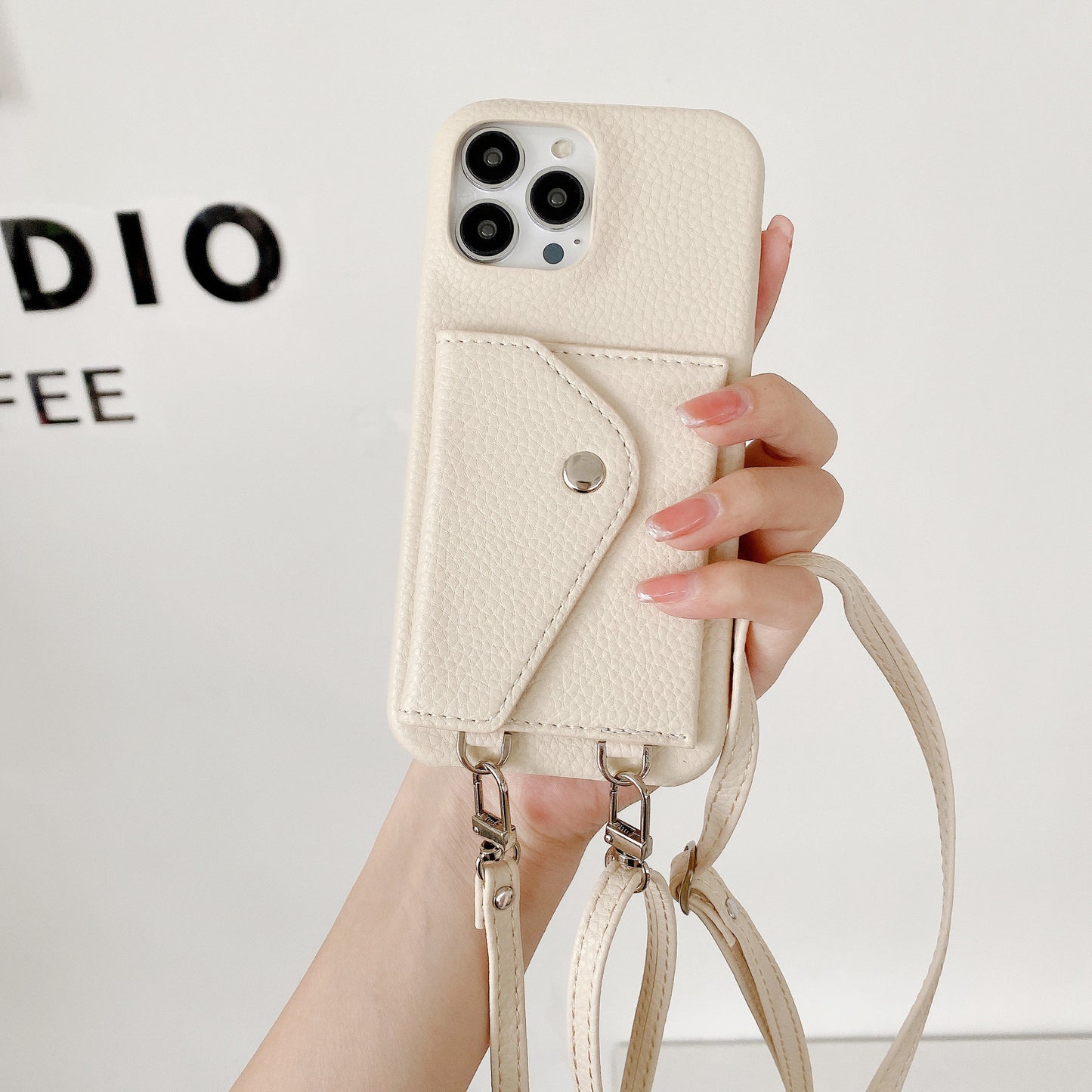 Litchi - grain Card - holder Phone Case