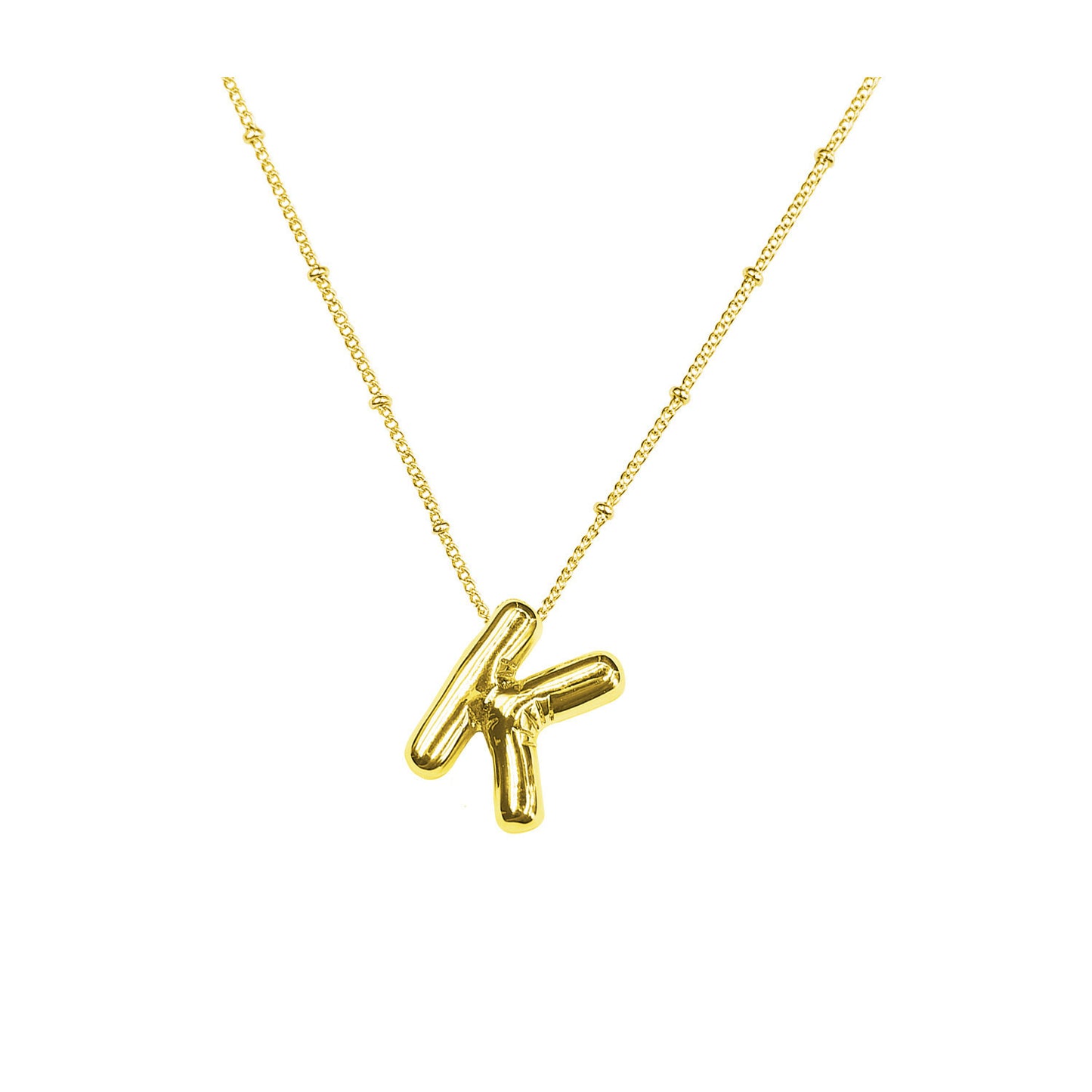 26 English Bubble Glossy Letter Necklace