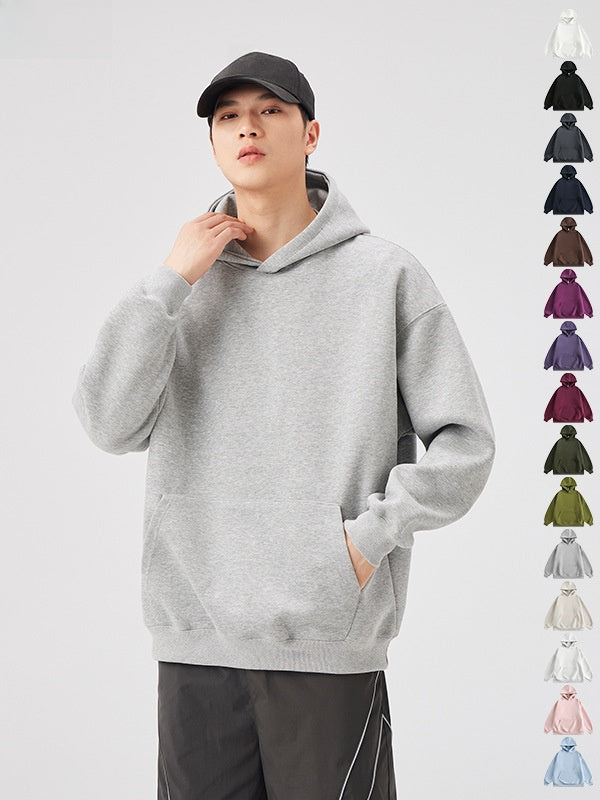 Solid-color hooded sweatshirt