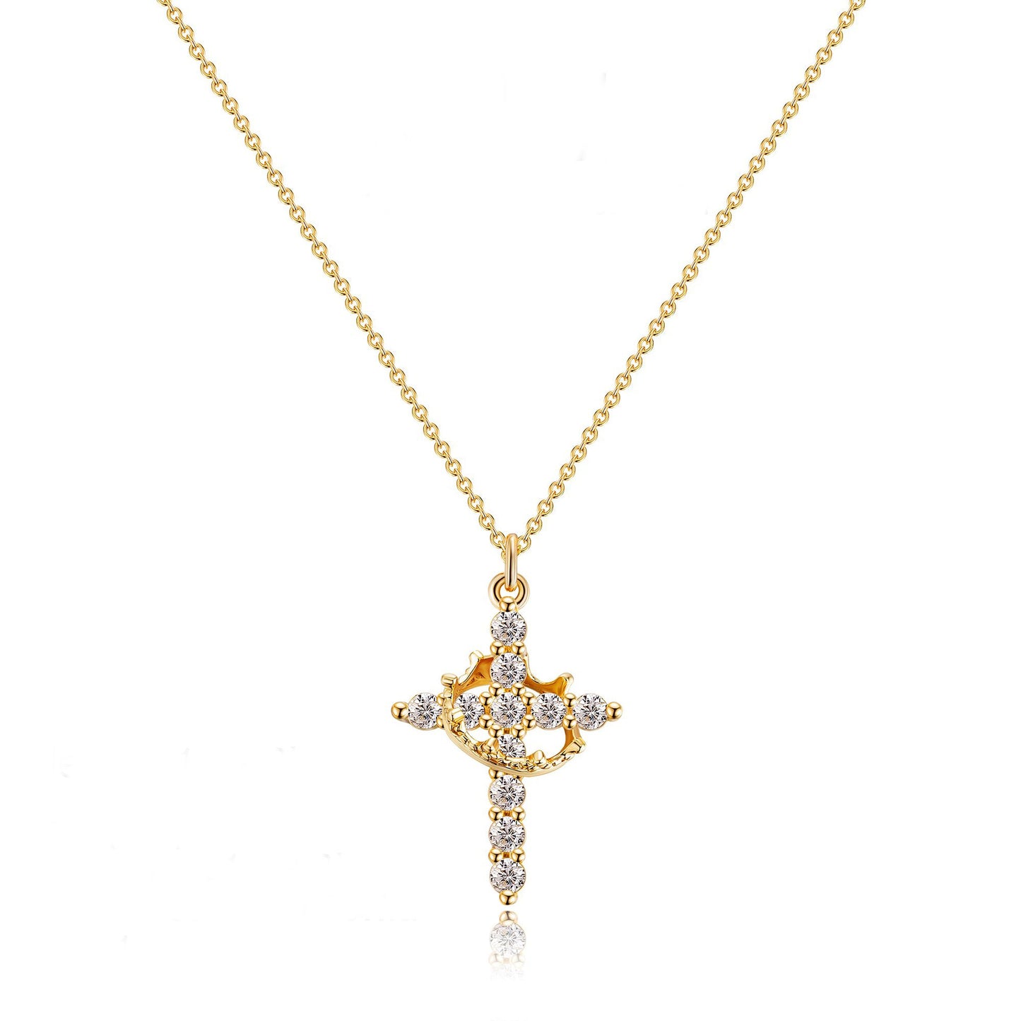 Sterling silver full diamond cross necklace