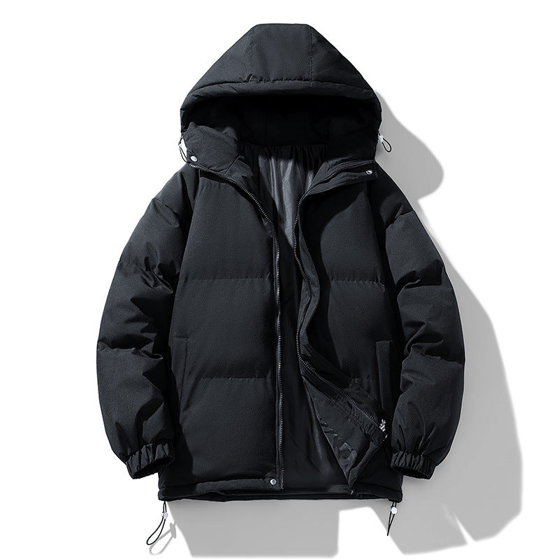 Winter men's hooded down jacket with down and cotton filling