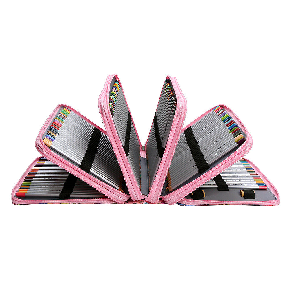 Large-capacity five-layer zippered pencil case