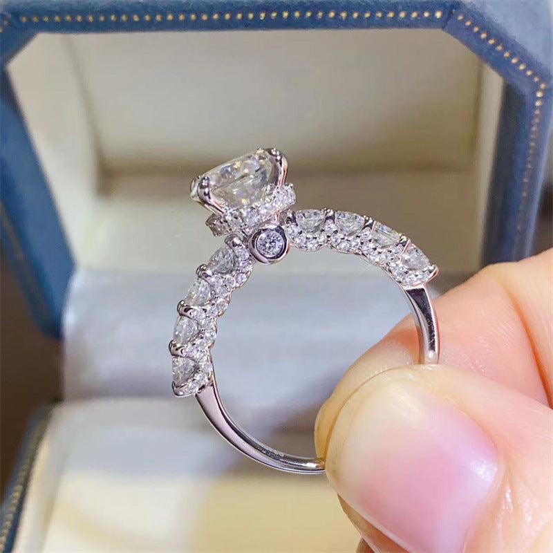 Moissanite sterling silver diamond ring