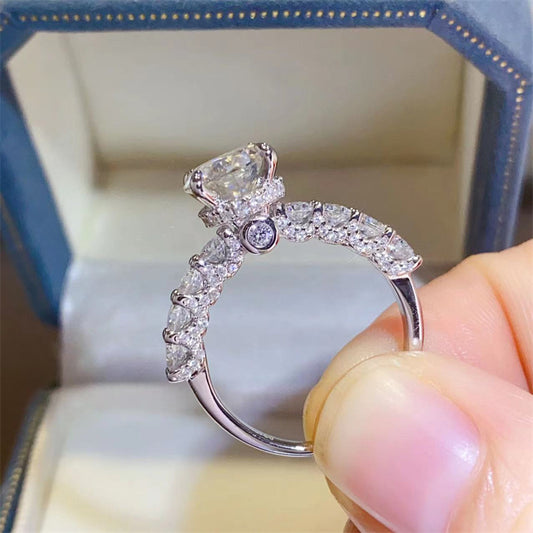 Moissanite sterling silver diamond ring