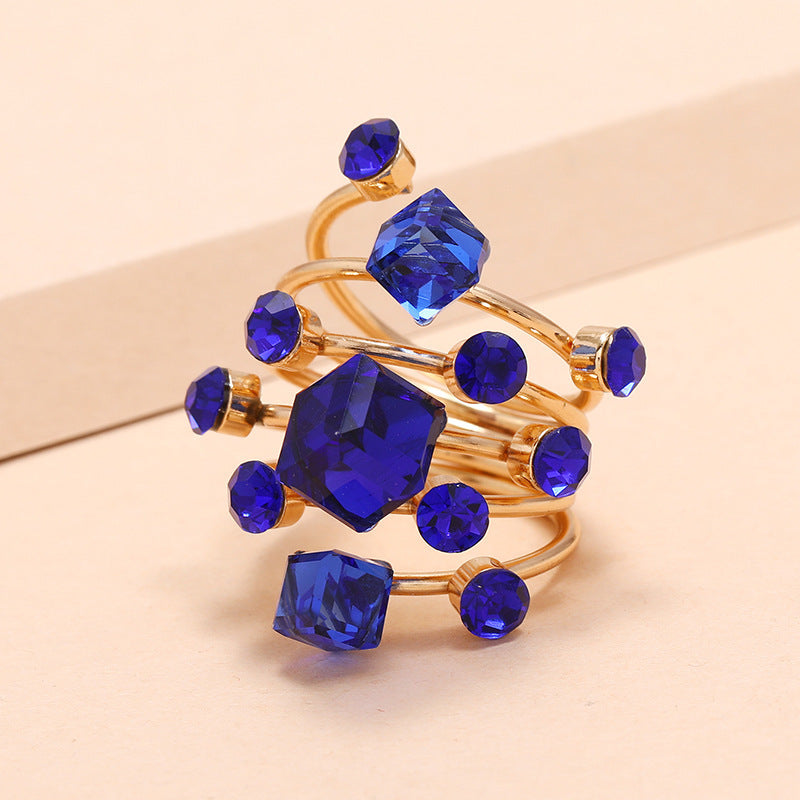 Crystal diamond ring