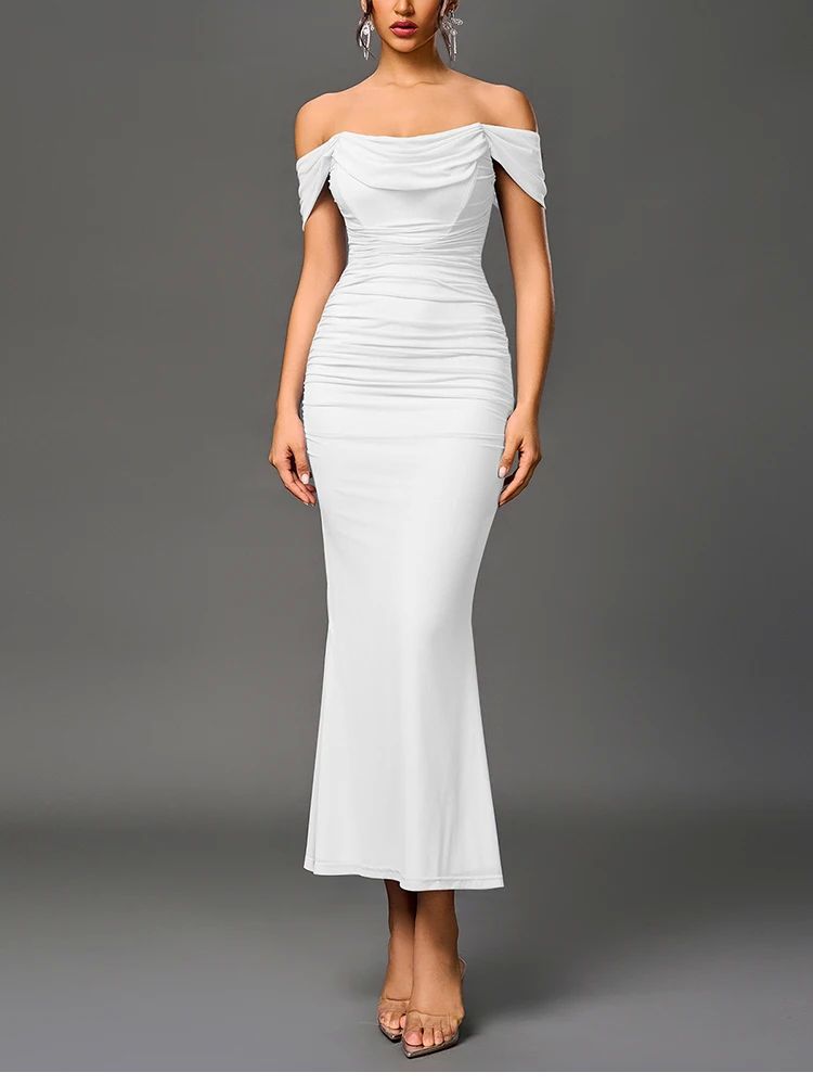 Solid Color One-Neck Hip-Hugging Dress