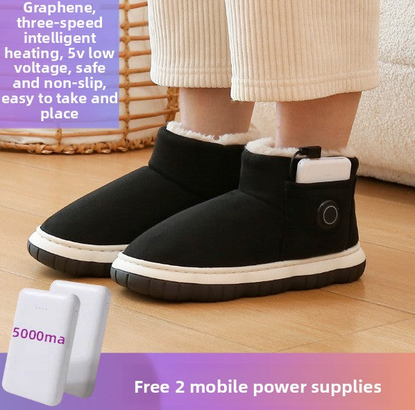 Graphene USB Rechargeable Electric Heating Shoes with Portable Power Bank