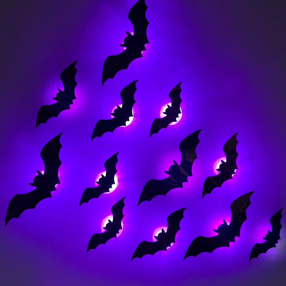 Halloween 3D Spider Bat LED Flashing Wall Stickers Decoration