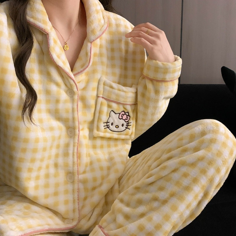 Women's Cartoon Coral Fleece Pajama Set