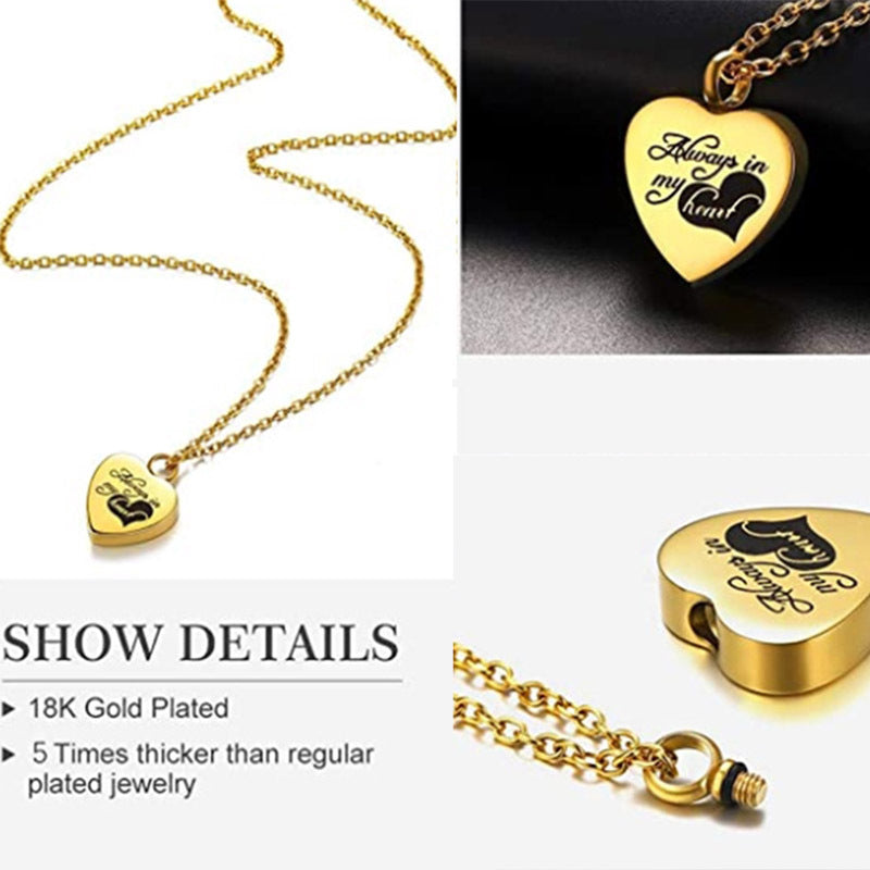Stainless Steel Heart-shaped Ashes Pendant Necklace