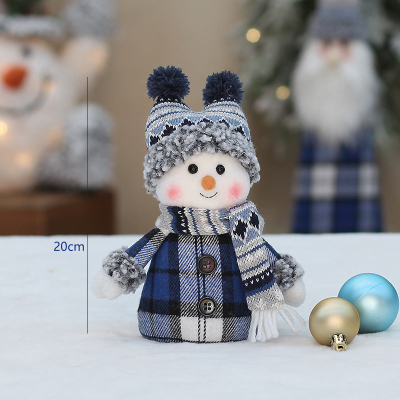 Blue Fabric Swing Snowman Doll Christmas Decoration