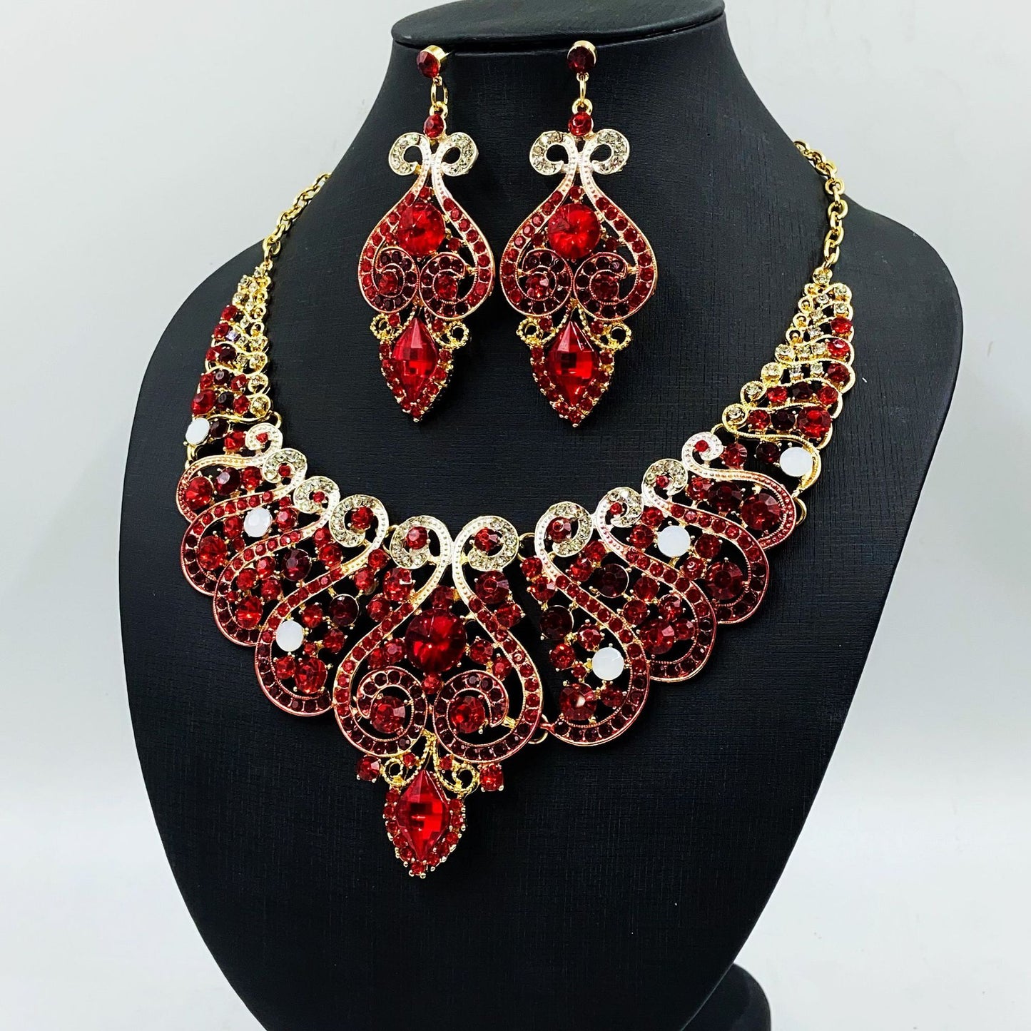 Full diamond necklace and earrings set