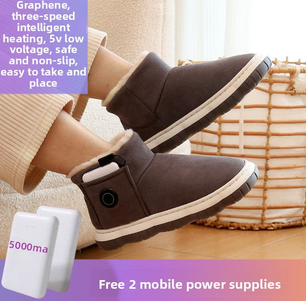 Graphene USB Rechargeable Electric Heating Shoes with Portable Power Bank