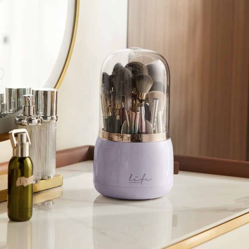 Rotating Makeup Brush Storage Bucket with Dust-Proof Design