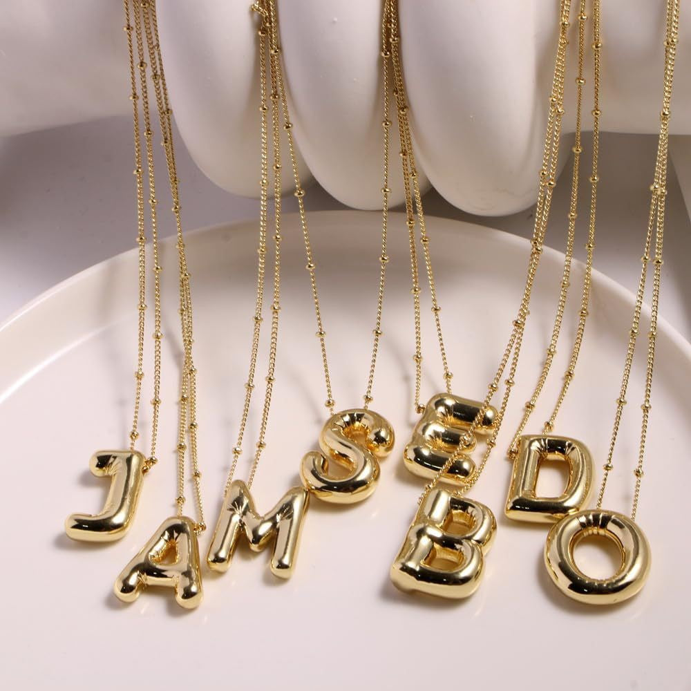 26 English Bubble Glossy Letter Necklace